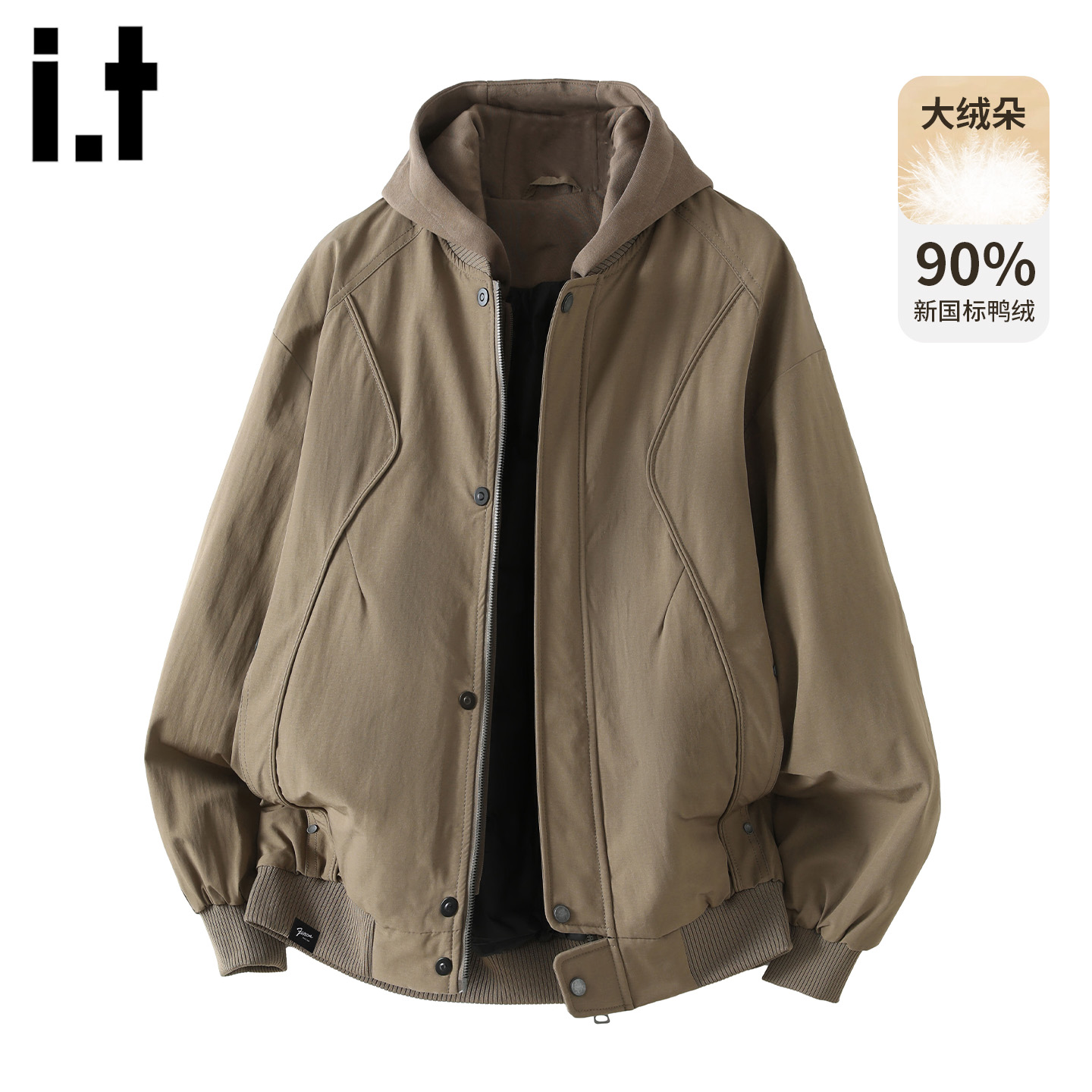 美式复古连帽羽绒服外套