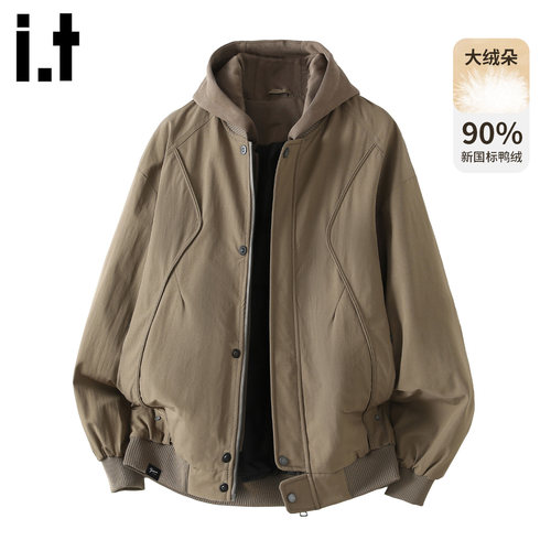 美式复古连帽羽绒服外套