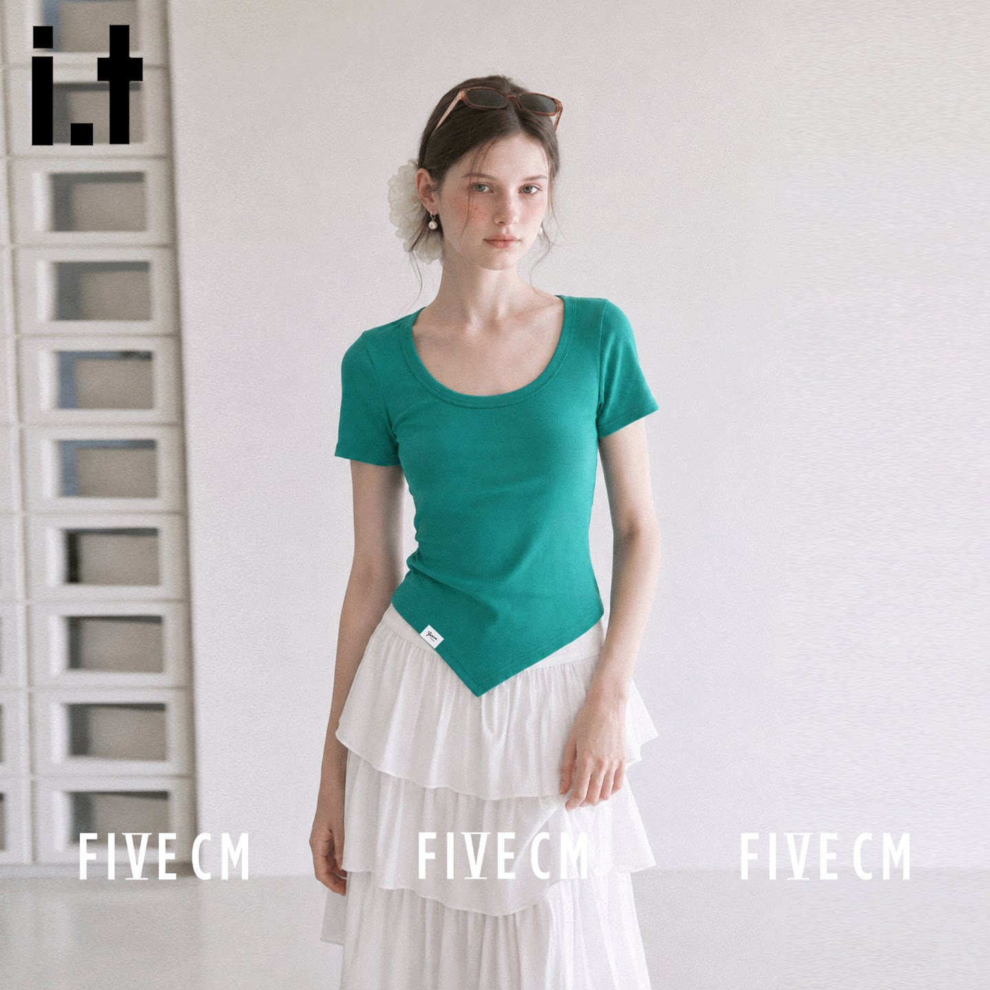 itFIVECM韩系低圆领修身短袖
