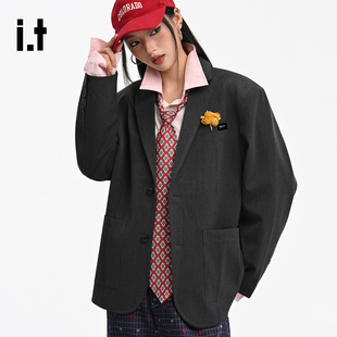 it :5cm/FIVECM复古高级廓形西装外套男女宽松休闲老钱风西服上衣