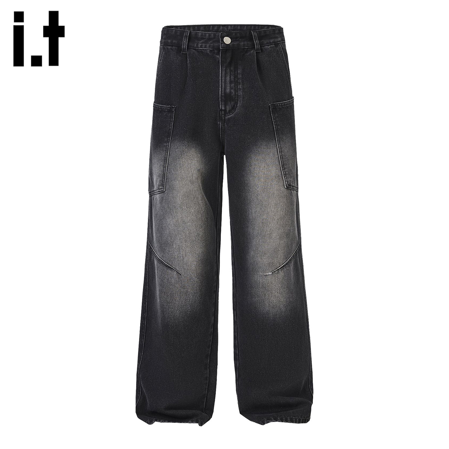 it :5cm/FIVECM黑色水洗工装牛仔裤男士2026新款春季季宽松直筒裤