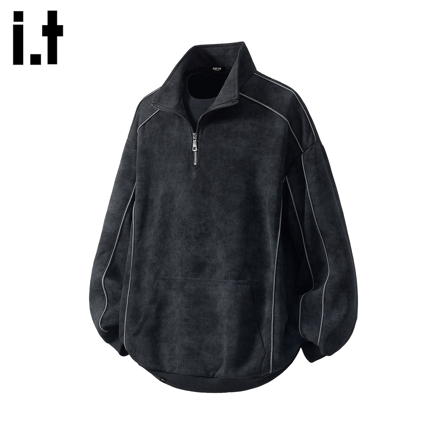 it :5cm/FIVECM美式扎染半拉链立领卫衣男士春季宽松长袖polo上衣