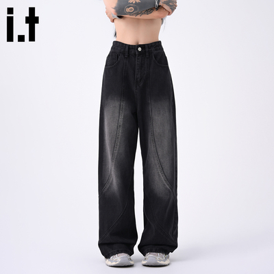 it :5cm/FIVECM美式阔腿水洗牛仔裤男女2025秋季新款宽松直筒裤