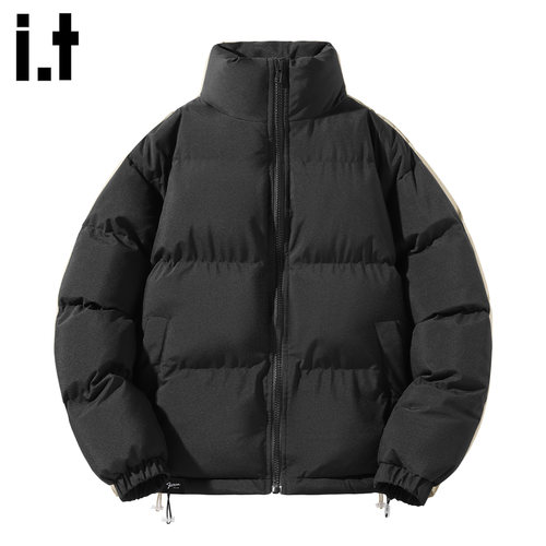it黑色立领加厚夹棉面包棉服