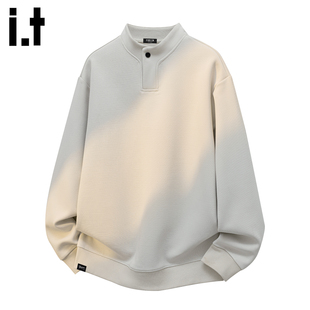 卫衣男士 FIVECM青年一粒扣立领长袖 2025秋冬简约打底上衣 5cm