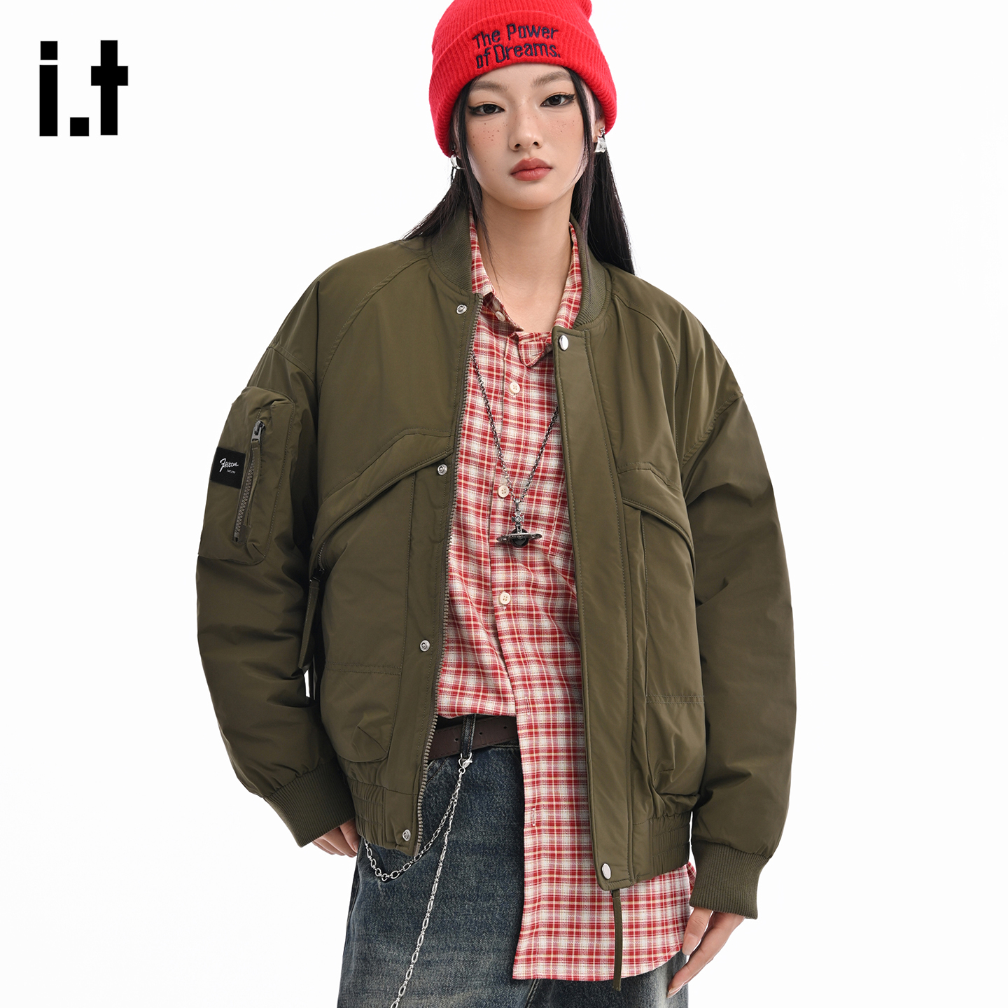 it :5cm/FIVECM冬季羽绒服男女白鸭绒保暖棒球服工装外套面包服