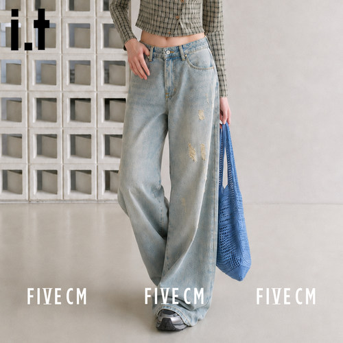 itFIVECM高腰工装阔腿裤秋季女