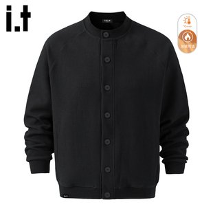 it :5cm/FIVECM黑色单排扣长袖针织衫男款2025秋冬季宽松加绒毛衣