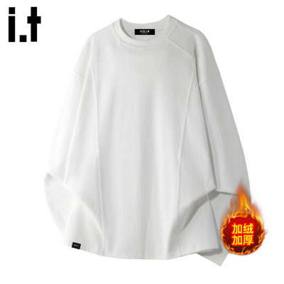 IT'S5cm白色圆领加绒T恤