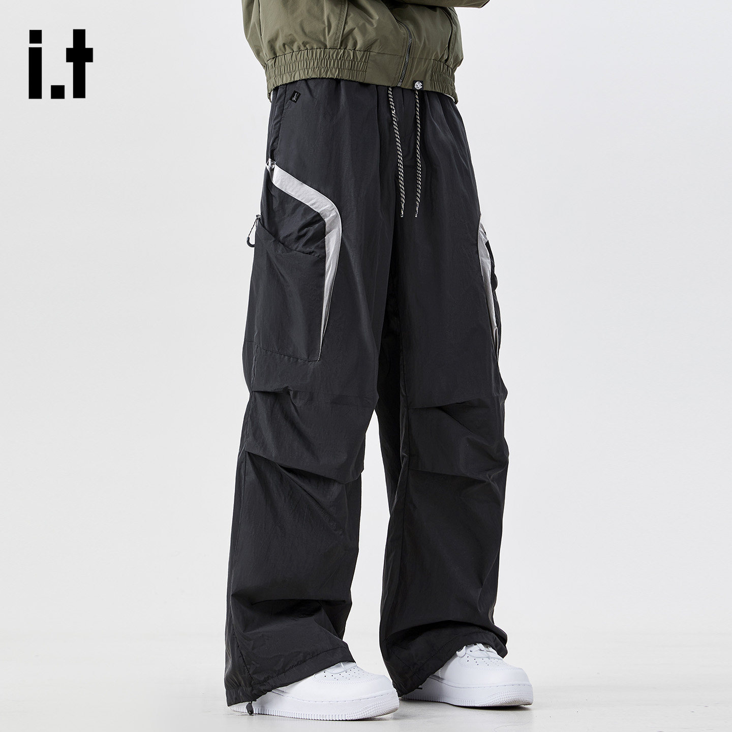 it :5cm/FIVECM潮牌撞色工装裤男款2025秋冬季拼接伞兵裤直筒长裤