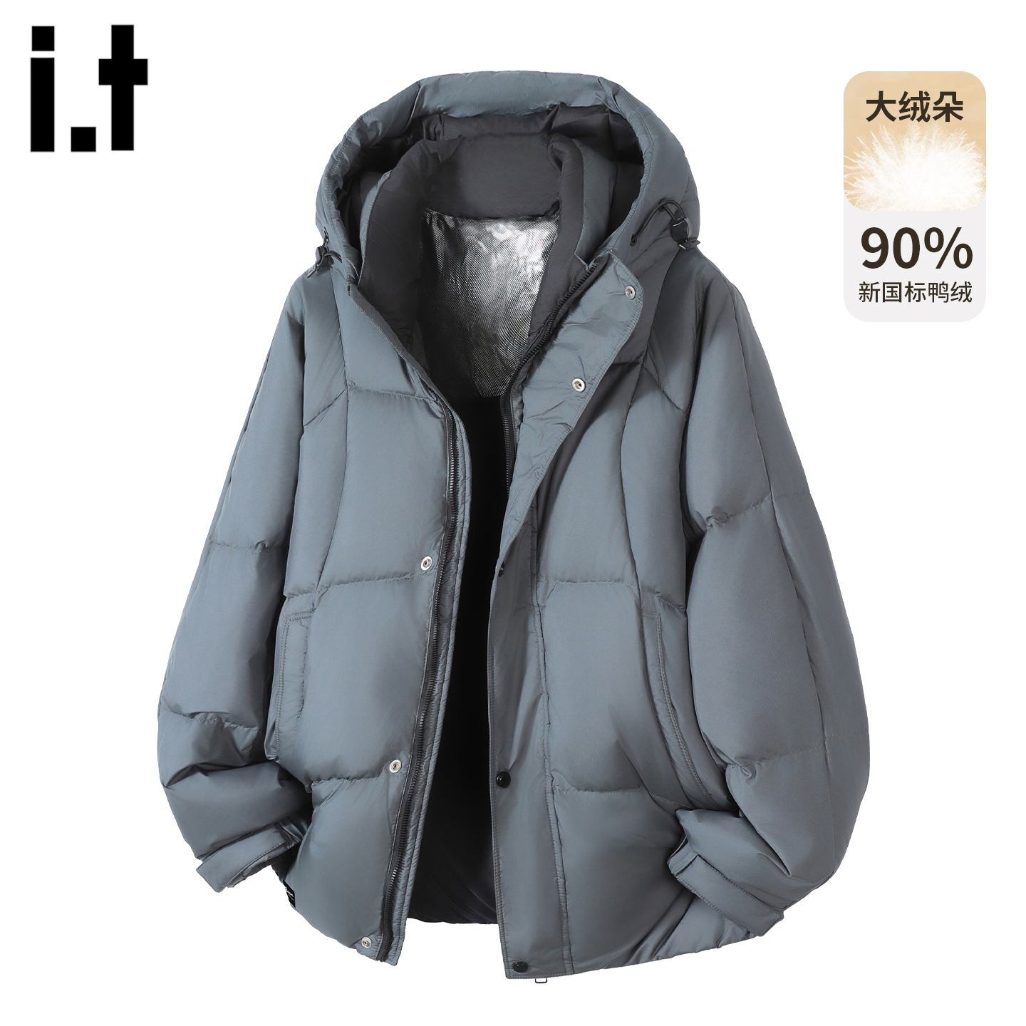 美式复古连帽羽绒服外套加厚