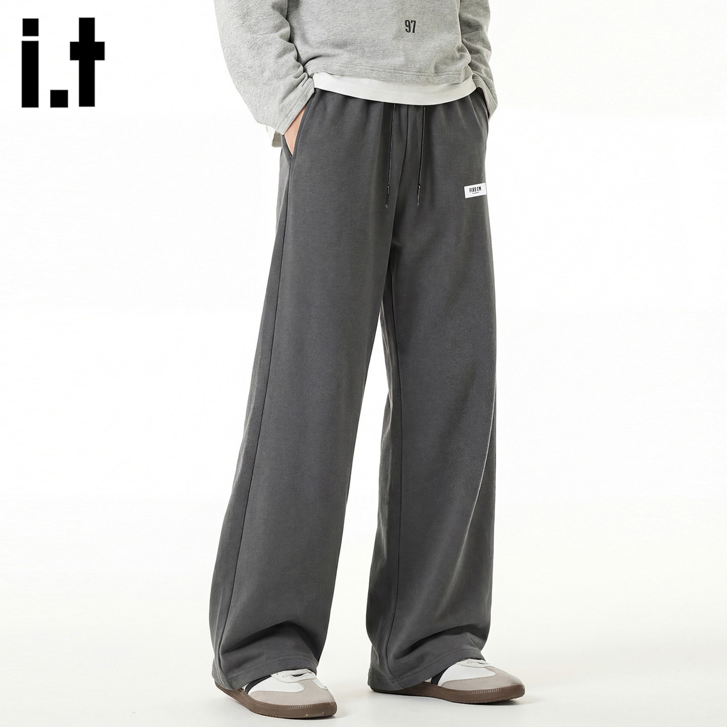 it :5cm/FIVECM休闲抽绳束脚阔腿卫裤男女ins潮牌情侣宽松运动裤