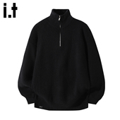 慵懒上衣 2025新款 5cm 春季 FIVECM黑色半拉链高领针织毛衣男士