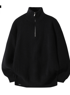 it :5cm/FIVECM黑色半拉链高领针织毛衣男士2025新款冬季慵懒上衣
