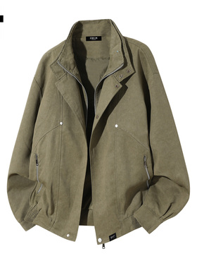 it :5cm/FIVECM复古假两件立领外套男2025秋冬休闲季宽松工装夹克