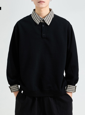 it:5cm/FIVECM假两件卫衣男秋装2025新款潮流拼接撞色宽松长袖T恤