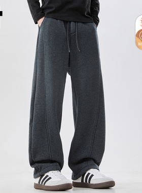 it :5cm/FIVECM潮牌简约休闲裤男款2025冬季加绒保暖裤子直筒长裤