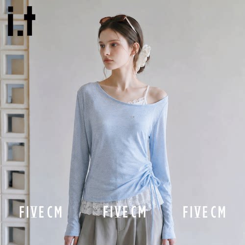 itFIVECM薄款斜肩两件套装女