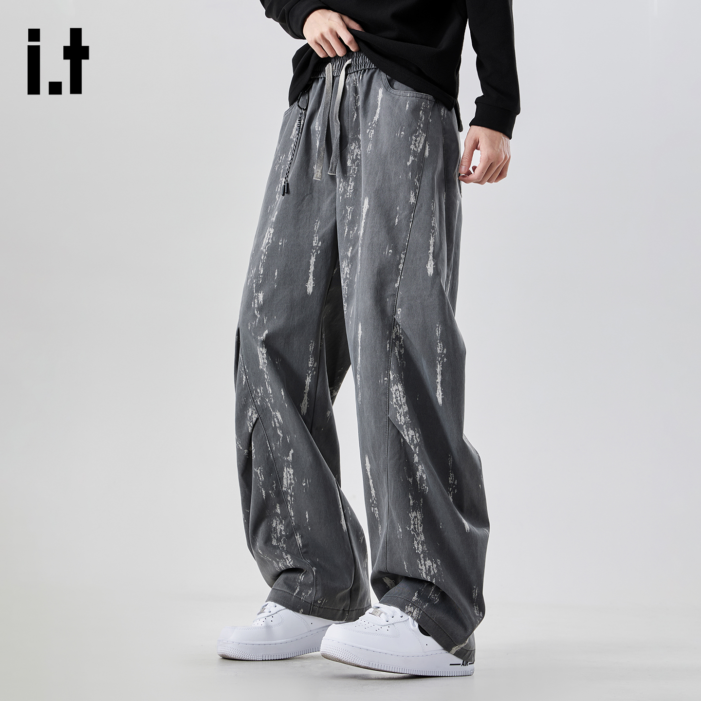 it :5cm/FIVECM美式高街褶皱设计伞兵工装裤男款2025秋冬阔腿长裤