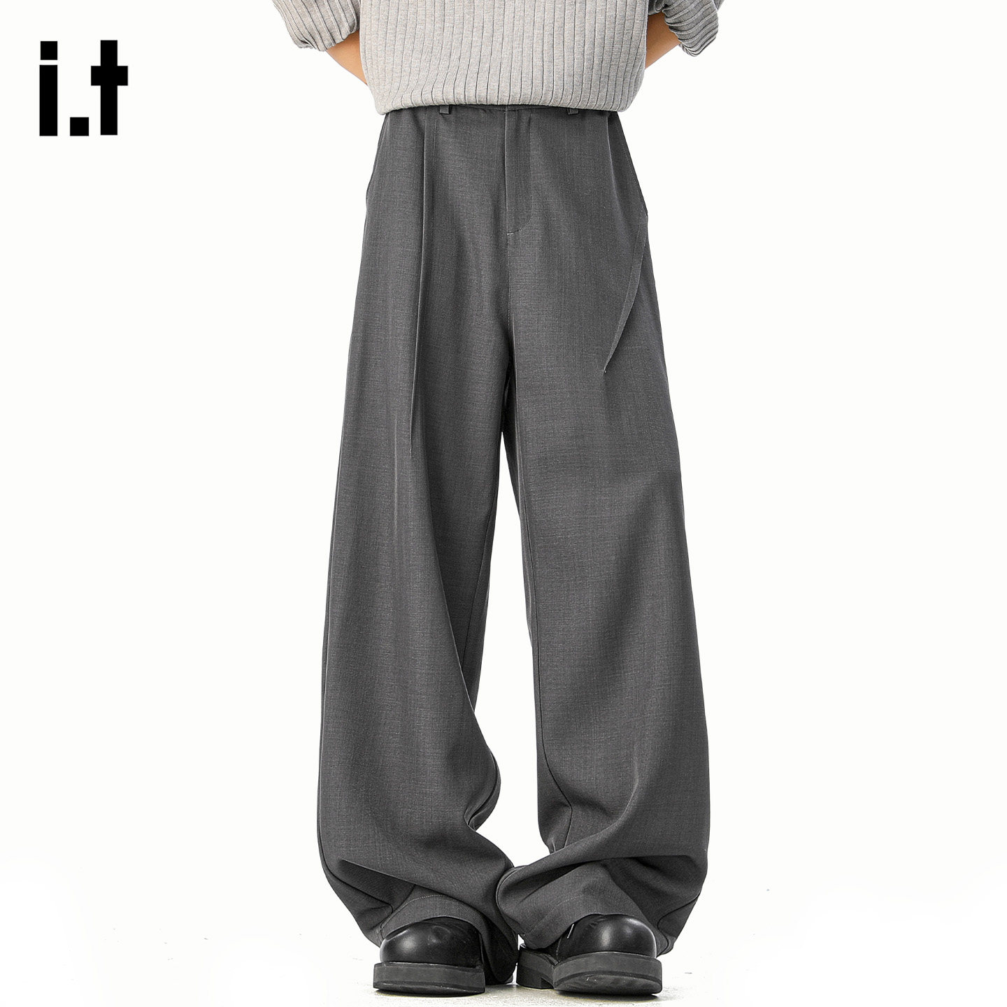 it :5cm/FIVECM老钱风垂感西裤2026新款春秋季高街宽松阔腿休闲裤