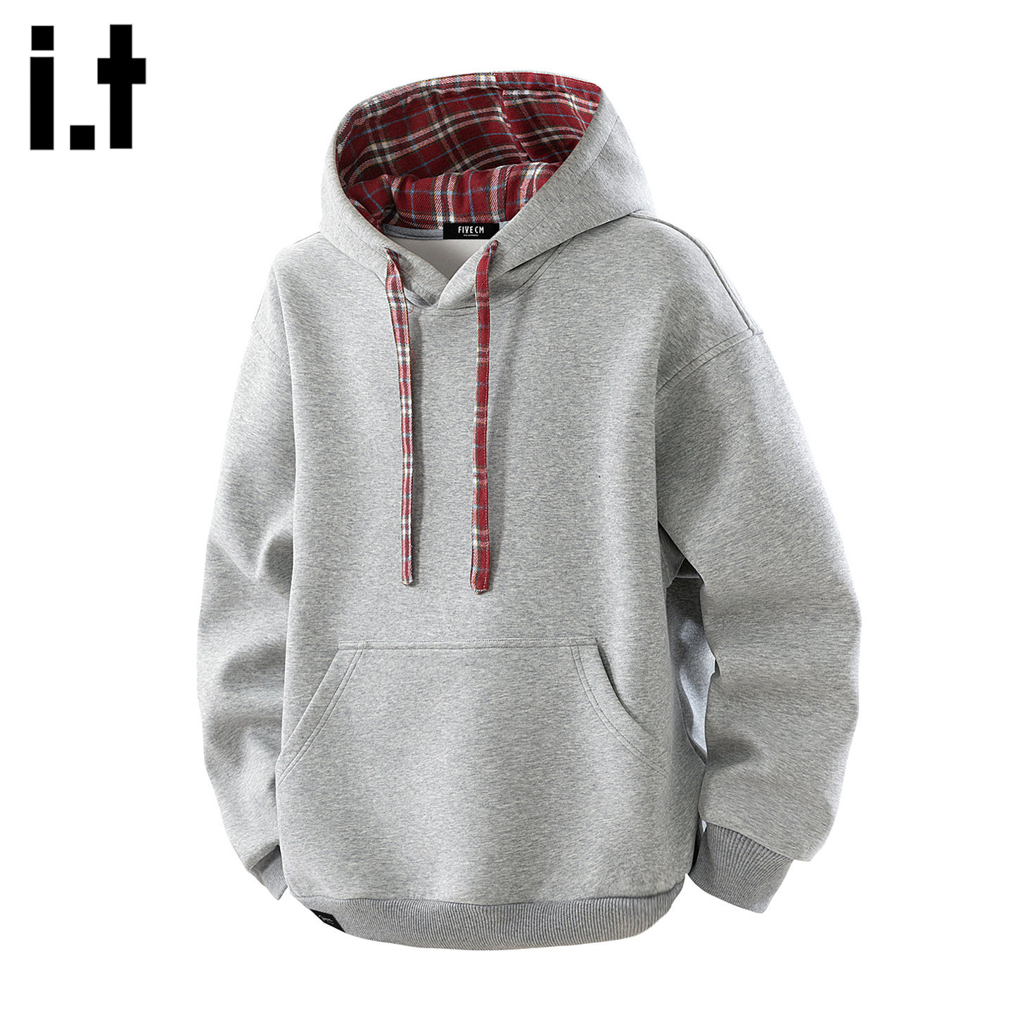 it :5cm/FIVECM灰色复古休闲连帽卫衣男士2025秋冬季潮流宽松外套