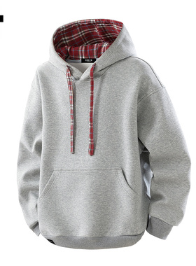 it :5cm/FIVECM灰色复古休闲连帽卫衣男士2025秋冬季潮流宽松外套