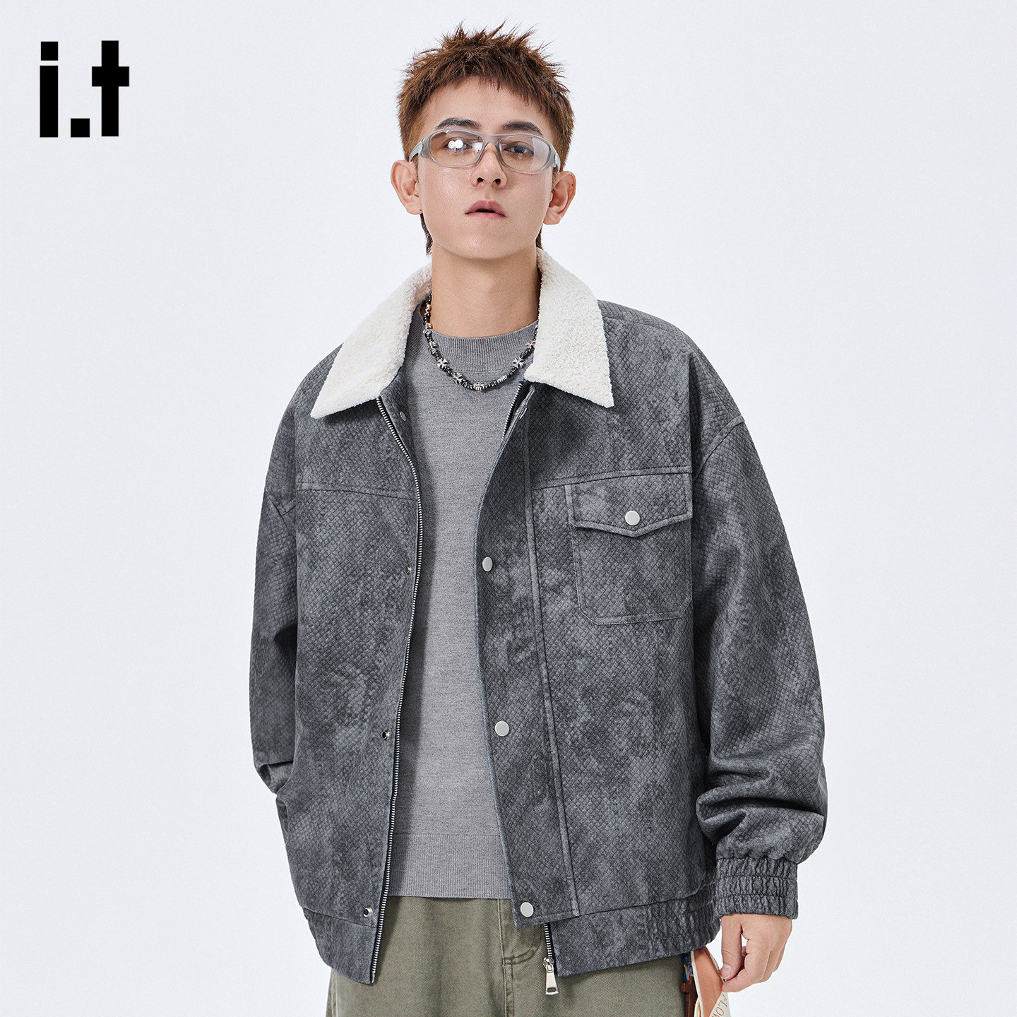 it :5cm/FIVECM痞帅扎染男士翻领飞行夹克2026春季男款机能风外套