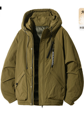 it :5cm/FIVECM军绿色连帽工装羽绒服男士冬季户外保暖白鸭绒外套