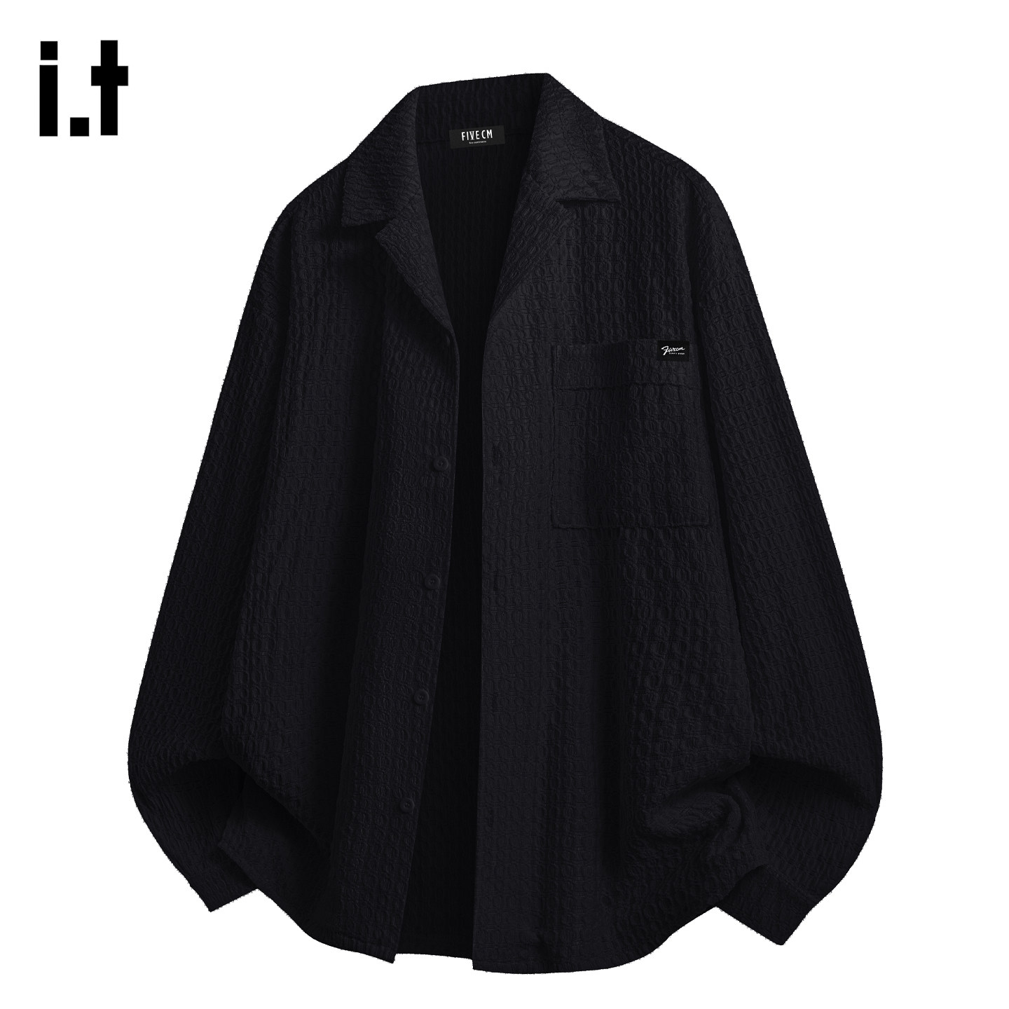 it :5cm/FIVECM美式潮流痞帅慵懒风针织衬衫男士长袖宽松休闲衬衣