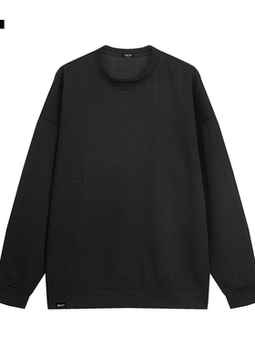 it :5cm/FIVECM黑色高级感圆领卫衣男2026春秋季内搭休闲宽松上衣