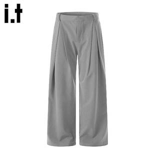 it :5cm/FIVECM复古男女款宽松阔腿直筒裤子小众设计垂感休闲西裤