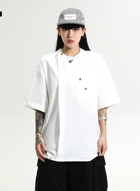 it：5cm/FIVECM男女同款小众纽扣设计t恤短袖2025新款宽松上衣潮