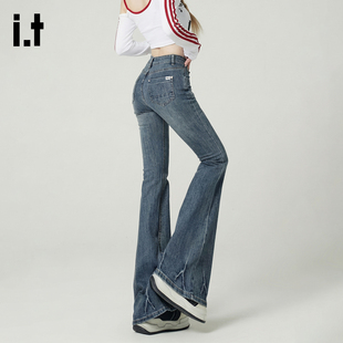 it :5cm/FIVECM复古微喇牛仔裤2026新款春季高腰修身百搭喇叭裤子