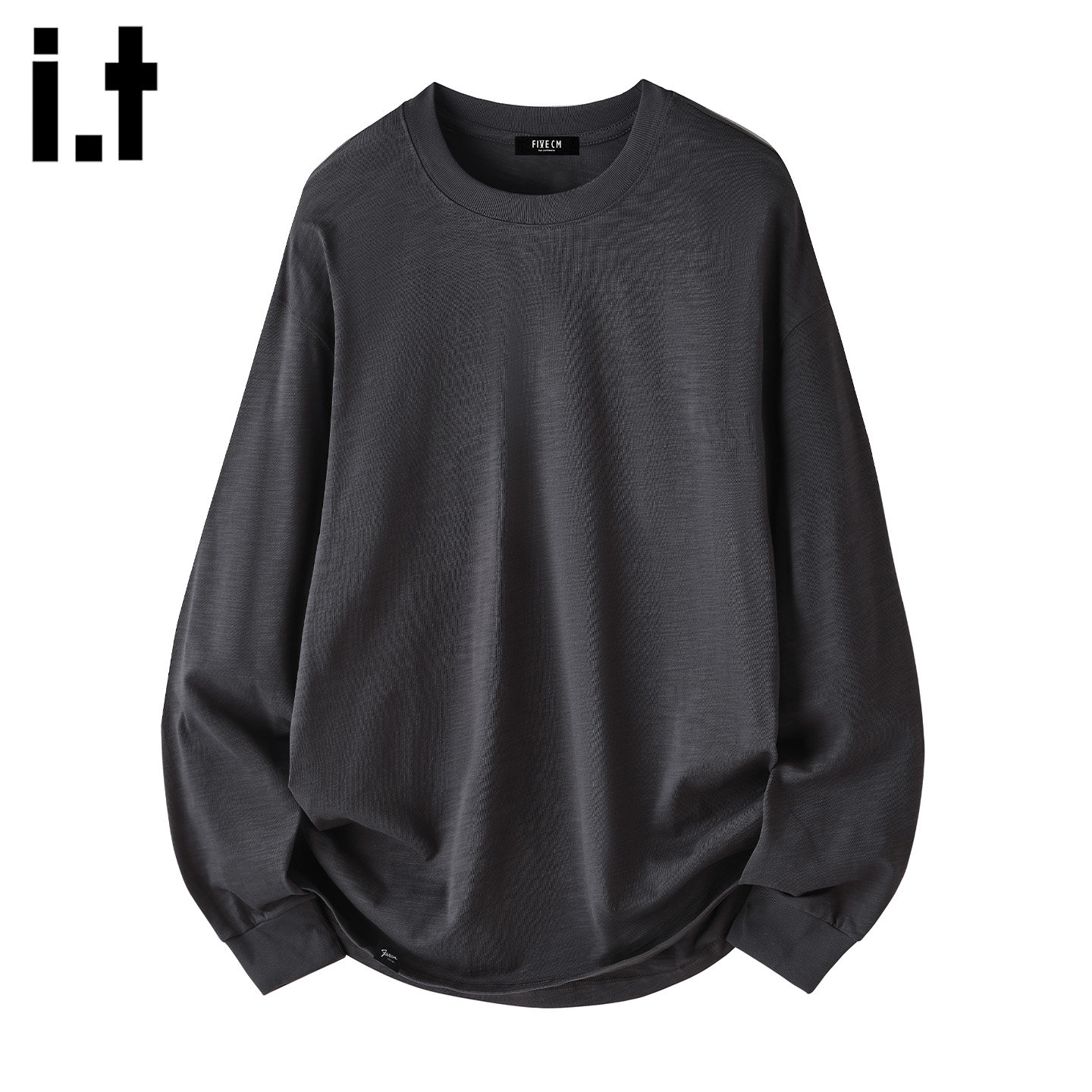 it :5cm/FIVECM长袖男t恤春季白色简约休闲正肩内搭青年重磅上衣