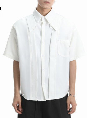 it :5cm/FIVECM美式设计感短袖衬衫男款2025新款夏季宽松男式上衣
