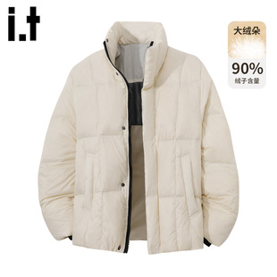 it :5cm/FIVECM白色立领加厚羽绒服男款冬季保暖面包服白鸭绒外套