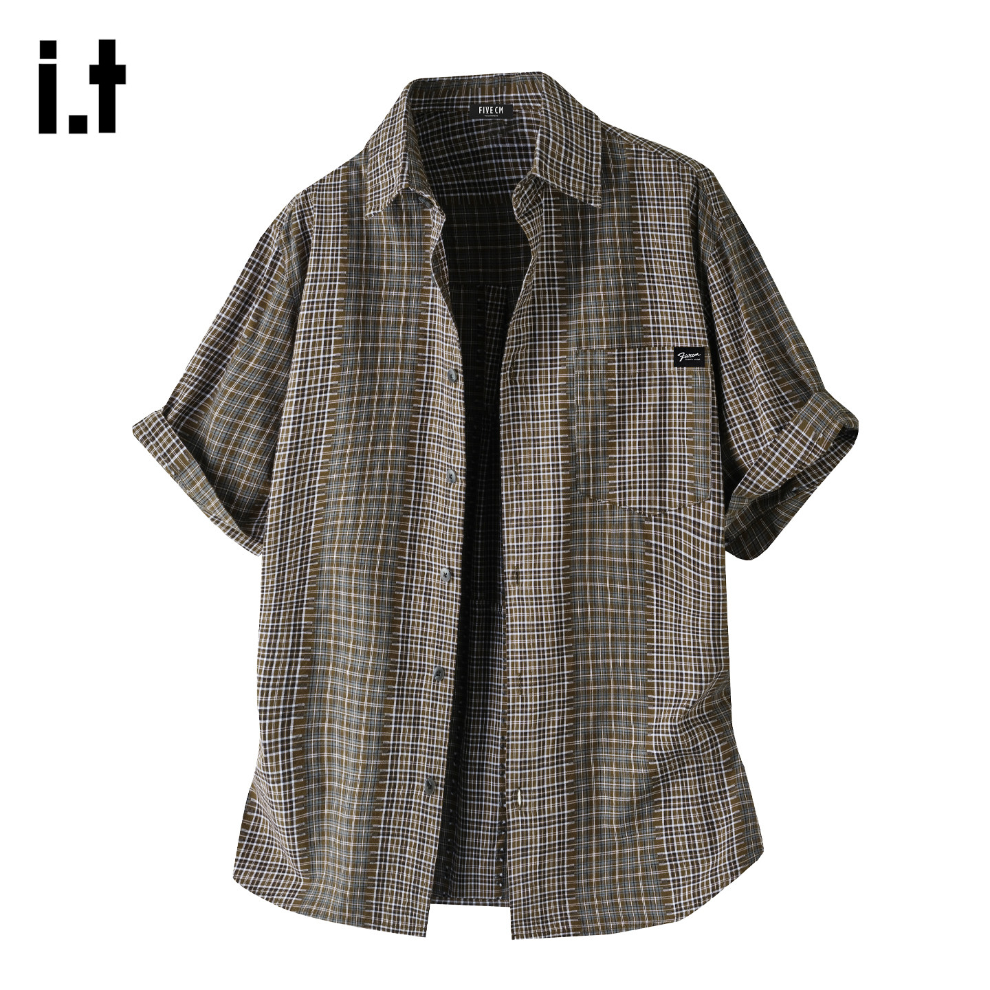 it :5cm/FIVECM新款短袖衬衫春季美式高街宽松条纹百搭休闲衬衣男,男装,衬衫,淘宝优惠券,粉丝福利购,淘宝优惠卷