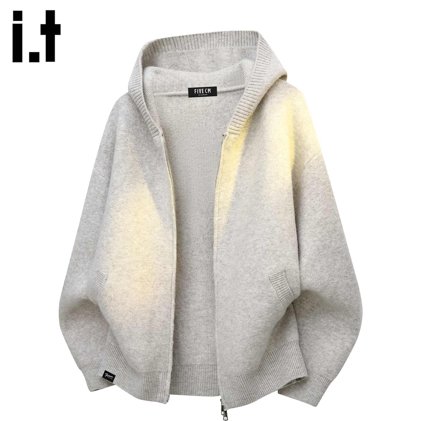 IT5cm青年连帽开衫针织毛衣