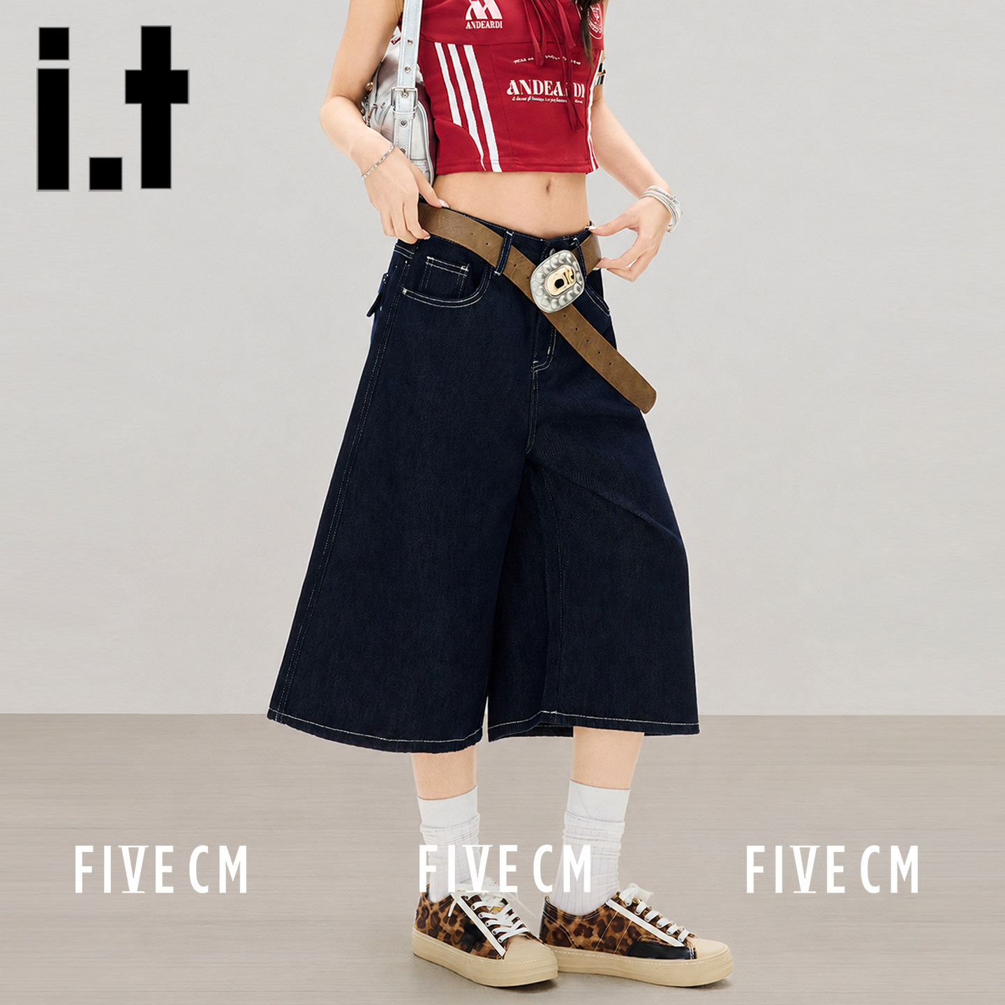 itFIVECM夏季美式牛仔七分中裤