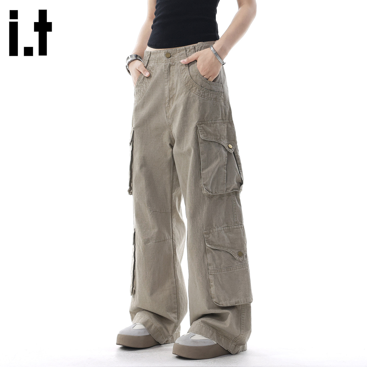 it :5cm/FIVECM美式多口袋工装裤女2026潮流夏季宽松直筒休闲长裤