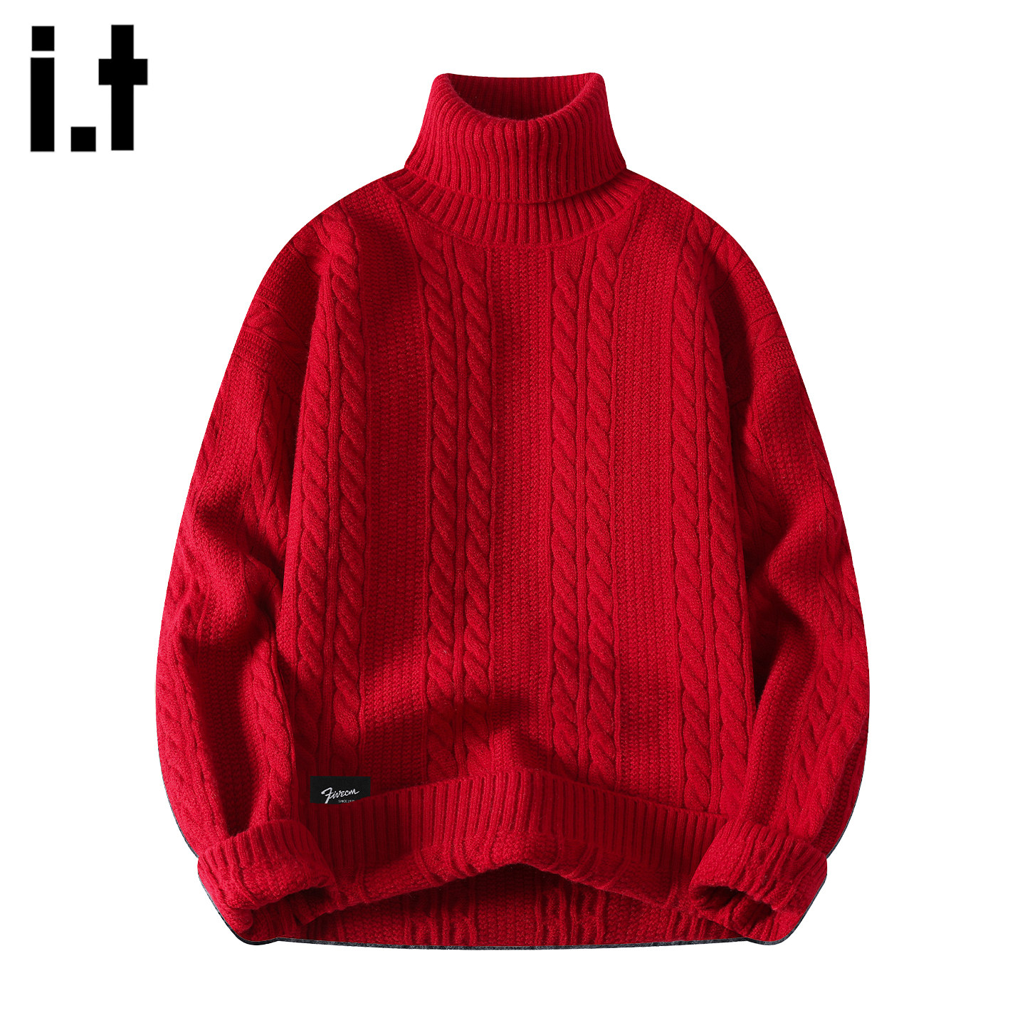 it :5cm/FIVECM时尚红色高领打底针织上衣男款2025秋冬季内搭毛衣