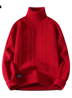 it :5cm/FIVECM时尚红色高领打底针织上衣男款2025秋冬季内搭毛衣