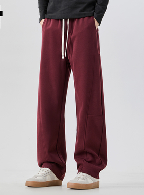 it :5cm/FIVECM红色宽松弯刀卫裤男款2025新款秋冬休闲阔腿运动裤