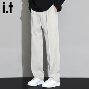 it :5cm/FIVECM白色直筒西裤男款2025秋冬cleanfit垂感宽松休闲裤