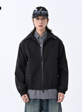 it :5cm/FIVECM黑色短款翻领棒球服长袖夹克外套男款2025秋季外衣