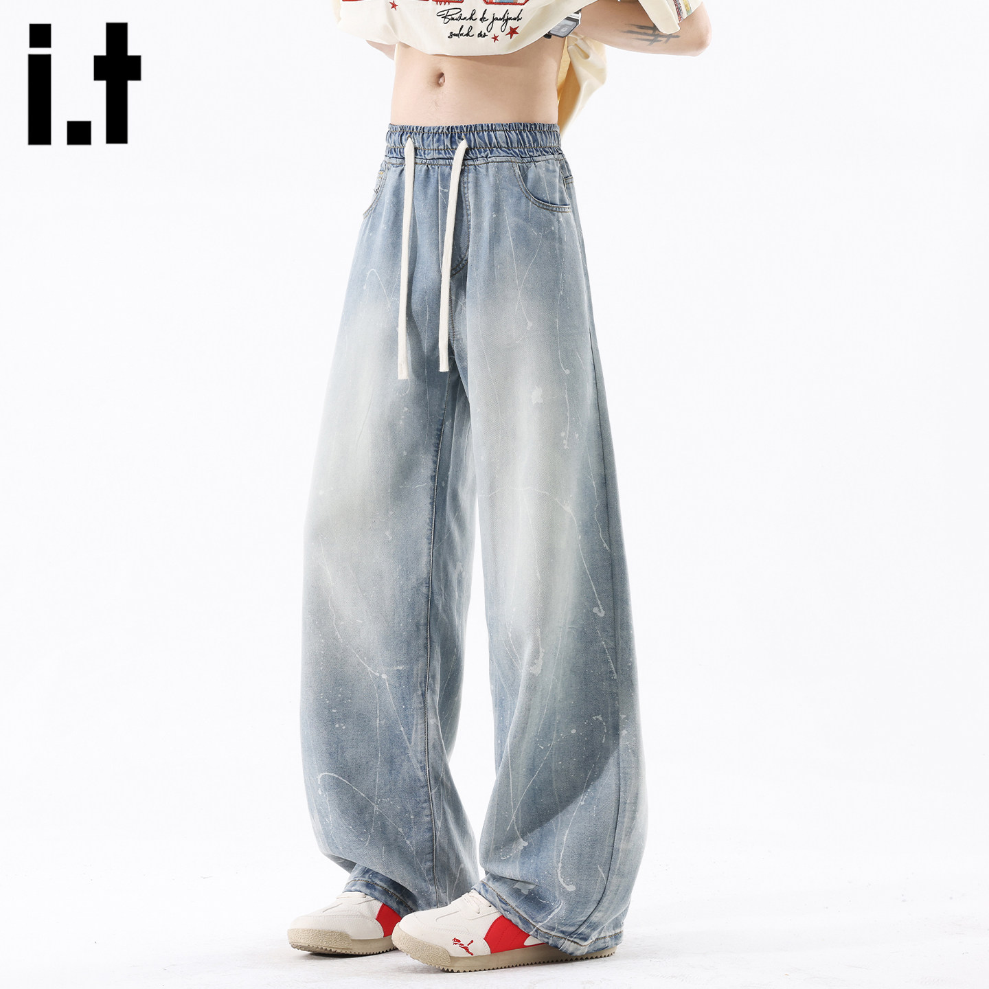 it :5cm/FIVECM牛仔裤男款2026夏季薄款凉感宽松直筒休闲阔腿裤男