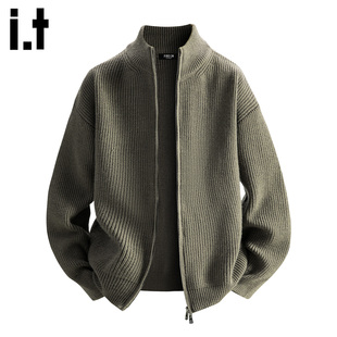 2025秋冬款 毛衣外套男士 FIVECM重磅拉链立领开衫 宽松上衣 5cm