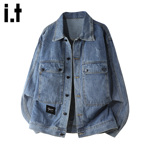 it :5cm/FIVECM美式蓝色牛仔外套男士2026春季宽松工装夹克上衣