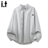 5cm 2025新款 FIVECM时尚 条纹衬衫 男士 春秋季 宽松翻领上衣衬衣