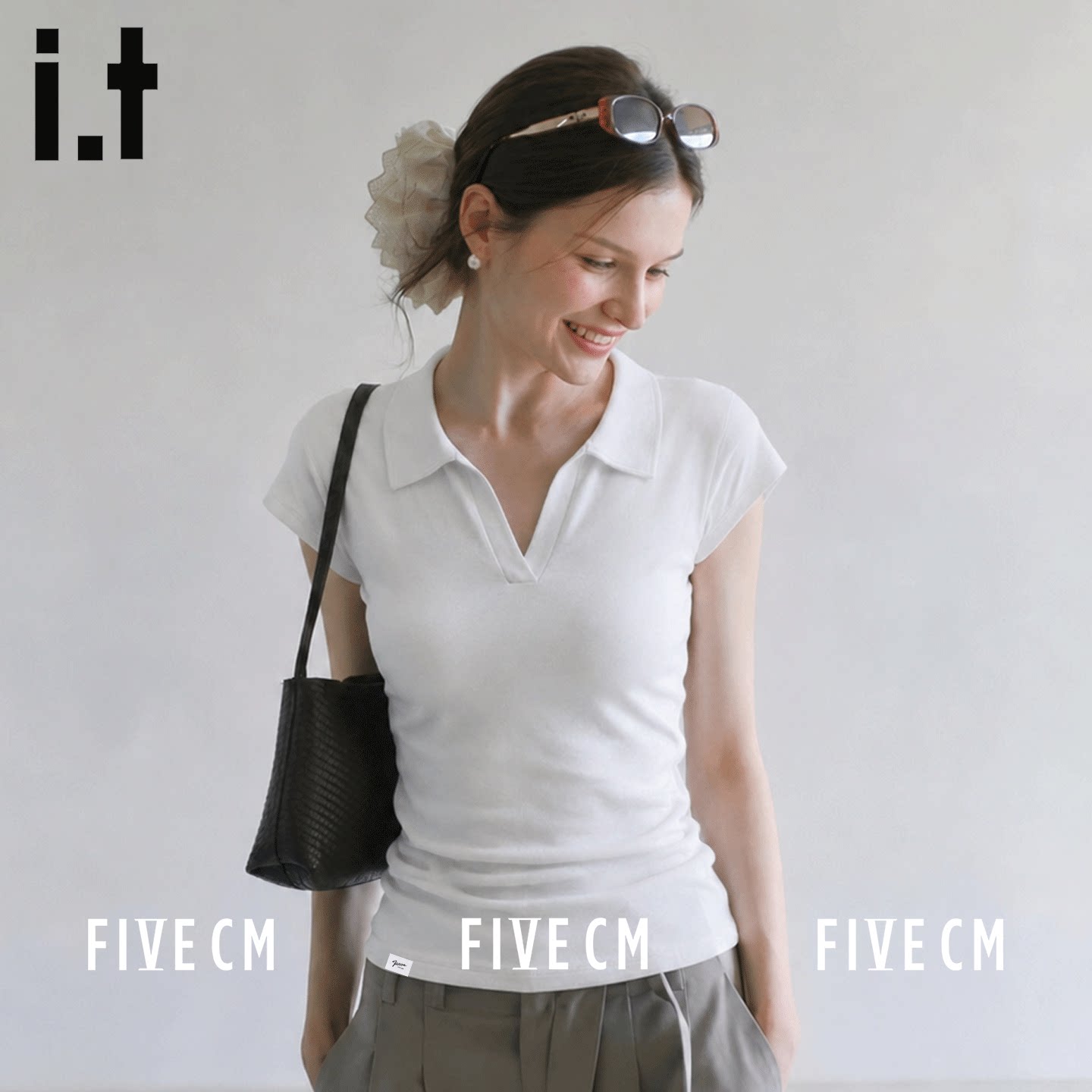 itFIVECMpolo领小飞袖T恤女
